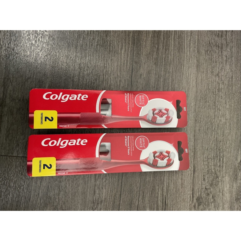 2 x Colgate Optic White Soft Toothbrush for Adults 2 Pack Lot of 2 4 Total